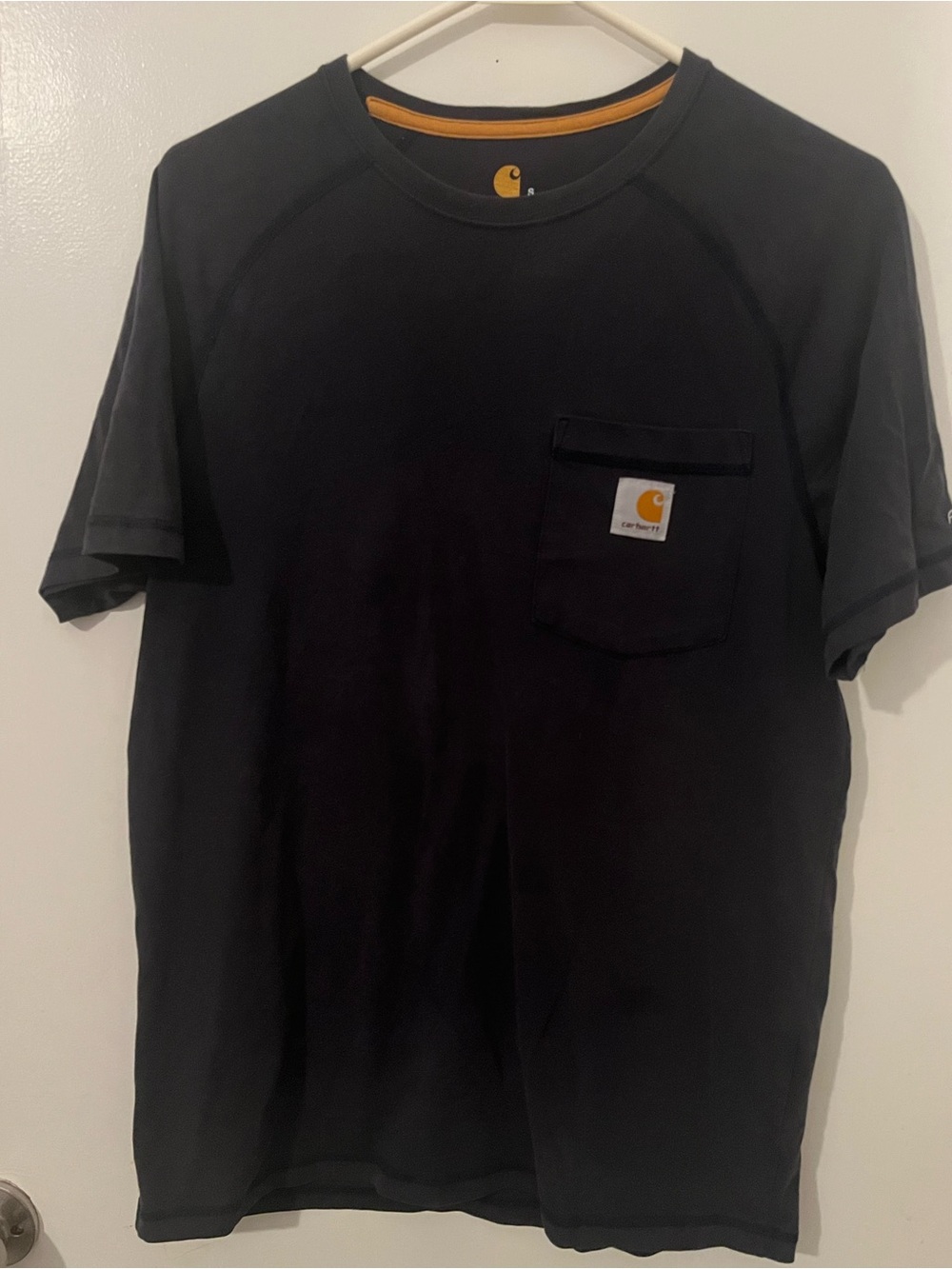Carhartt Men’s Relaxed Fit Pocket Logo Crew Neck Short Sleeve Tee S Navy Blue